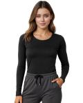NY Threads Womens Under Scrub Slim Fit Long Sleeve T-Shirt Underscrub Comfort Tee, Large, Black