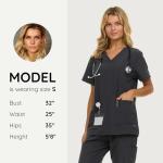 Nautica Womens Scrubs Tops, V-Neck Breathable Scrub Tops Women, 3 Pocket Stretch Fabric Scrubs for Women, Medical Scrub Shirt Charcoal