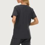 Nautica Womens Scrubs Tops, V-Neck Breathable Scrub Tops Women, 3 Pocket Stretch Fabric Scrubs for Women, Medical Scrub Shirt Charcoal