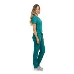 M&M SCRUBS Women's Cool Stretch V-Neck Cargo Scrub Set (True Hunter Green, X-Small)