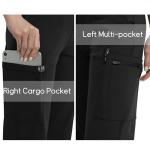 QBK High Rise Yoga Scrub Pants Women - Straight Wide Leg Uniform Pants with Cargo Pocket, Anti-Wrinkle & Knit Yoga Waistband (Regular, Black, M)