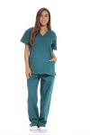 Just Love Women's Scrub Sets Six Pocket Medical Scrubs (V-Neck With Cargo Pant), Dark Green, Medium