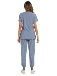 COZYFIT Scrubs for Women Set - Stretch V-Neck Scrub Top & Jogger Pant with 8 Pockets, Yoga Waistband, Anti Wrinkle, Slim Fit Women Scrubs - Grey, S