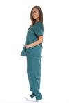 Just Love Women's Scrub Sets Six Pocket Medical Scrubs (V-Neck With Cargo Pant), Dark Green, Medium