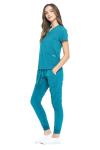 Dagacci Medical Uniform Jogger Scrubs for Women Set and Men Unisex 4-Way Stretch Scrub Sets, Teal Green, S