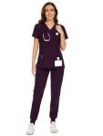 COZYFIT Scrubs for Women Set - Stretch V-Neck Scrub Top & Jogger Pant with 8 Pockets, Yoga Waistband, Anti Wrinkle, Slim Fit Women Scrubs