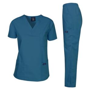 Dagacci Medical Uniform Womens Medical Scrub Set Shirt Top and Pant, Caribbean_, Large,