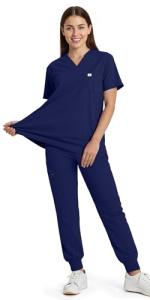 Sumincarly Scrubs for Women Set - Scrub Sets for Woman,V-Neck Top & Jogger Pants,Medical Workwear for Nurses