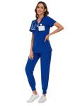 COZYFIT Scrubs for Women Set - Stretch V-Neck Scrub Top & Jogger Pant with 8 Pockets, Yoga Waistband, Anti Wrinkle, Slim Fit Women Scrubs