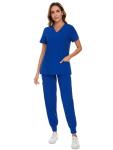 COZYFIT Scrubs for Women Set - Stretch V-Neck Scrub Top & Jogger Pant with 8 Pockets, Yoga Waistband, Anti Wrinkle, Slim Fit Women Scrubs