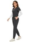 COZYFIT Scrubs for Women Set - Stretch V-Neck Scrub Top & Jogger Pant with 8 Pockets, Yoga Waistband, Anti Wrinkle, Slim Fit Women Scrubs - Dark Grey, M