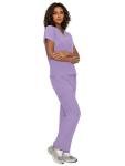 floralhue Scrubs for Women, V-Neck Scrubs Top & Cargo Pants with 12 Pockets, Yoga Waistband, 4 Way Stretch, Light Purple, XL