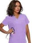 floralhue Scrubs for Women, V-Neck Scrubs Top & Cargo Pants with 12 Pockets, Yoga Waistband, 4 Way Stretch, Light Purple, XL