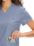 COZYFIT Scrubs for Women Set Medical Uniform - V-Neck Top & Straight Leg Pants with 9 Pockets, Unisex Workwear COZY SCRUBS, Rock Grey, M
