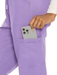 floralhue Scrubs for Women, V-Neck Scrubs Top & Cargo Pants with 12 Pockets, Yoga Waistband, 4 Way Stretch, Light Purple, XL