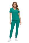 Natural Uniforms Womens Ultra-Soft Luxe Stretch Jogger Scrub Set with Regular and Petite Sizes (True Hunter Green, Small-Petite)