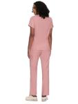 COZYFIT Scrubs for Women - Mock Wrap Top & Straight Leg Pants with 6 Pockets, Back Princess Seams, Soft Fabric Medical Scrubs Set Workwear for Women, Pink, L