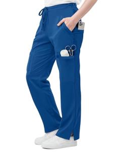NY Threads Scrub Pants for Women Relaxed Fit, Mid Rise 5 Pockets Drawstring Womens Scrub Pants, 31 Inch Inseam, Small, Royal Blue