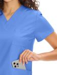 COZYFIT Scrubs for Women Set Medical Uniform - V-Neck Top & Straight Leg Pants with 9 Pockets, Unisex Workwear COZY SCRUBS, Ceil Blue, M