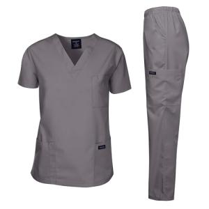 Dagacci Medical Uniform Womens and Mens Scrubs Set Medical Scrubs Shirt Top and Pant, Pewter Gray, Medium,