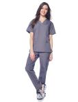 Dagacci Medical Uniform Womens and Mens Scrubs Set Medical Scrubs Shirt Top and Pant, Pewter Gray, Medium,