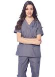 Dagacci Medical Uniform Womens and Mens Scrubs Set Medical Scrubs Shirt Top and Pant, Pewter Gray, Medium,