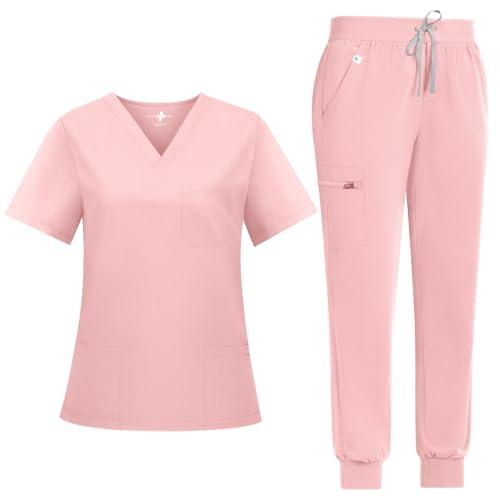 Women's Slim Fit Tech Scrubs Set - V-Neck & Joggers