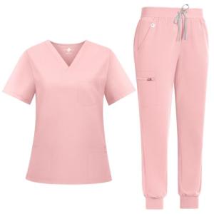 Women's Slim Fit Tech Scrubs Set - V-Neck & Joggers