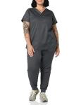 Amazon Essentials Women's Classic Fit V-Neck Short Sleeve Scrub Top (Available in Plus Size), Charcoal, XX-Large