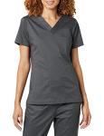 Amazon Essentials Women's Classic Fit V-Neck Short Sleeve Scrub Top (Available in Plus Size), Charcoal, XX-Large