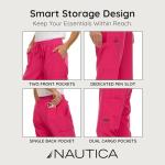 Nautica Scrub Pants for Women, Breathable Drawstring Jogger Scrubs for Women, 5 Pocket Stretch Soft Scrub Bottoms for Woman Fuschia