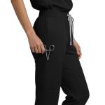 Reinwaete Scrubs for Women Set, Medical Women Scrubs Stand-Up Collar Scrub Top & Jogger Scrub Pants with 8 Pockets,Durable & Comfortable Nurse Uniforms Set[Black,M]