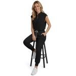 Reinwaete Scrubs for Women Set, Medical Women Scrubs Stand-Up Collar Scrub Top & Jogger Scrub Pants with 8 Pockets,Durable & Comfortable Nurse Uniforms Set[Black,M]