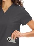 COZYFIT Scrubs for Women Set Medical Uniform - V-Neck Top & Straight Leg Pants with 9 Pockets, Unisex Workwear COZY SCRUBS, Dark Grey, L