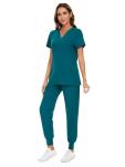 COZYFIT Scrubs for Women Set - Stretch V-Neck Scrub Top & Jogger Pant with 8 Pockets, Yoga Waistband, Anti Wrinkle, Slim Fit Women Scrubs