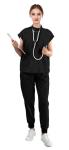Eadflie Scrubs for Women Set - with Sleeveless Stand-Up Collar Scrub Top & Jogger Scrub Pants, Cool Stretch, Comfortable & Breathable Nurse Uniform, 8-Pocket Design - [Black/M]