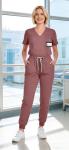 Eadflie Scrubs for Women Set - 8-Pocket V-Neck Scrub Uniform, Stretch Jogger Pants, Medical Workwear for Nurses, Pet Care (Flesh Pink/M)