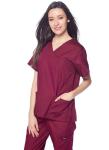 Dagacci Medical Uniform Womens and Mens Scrub Set Unisex Medical Scrub Shirt Top and Pant, Burgundy, Medium