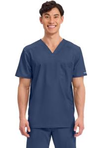 Cherokee Scrub for Men's Tuckable V-Neck Top with 1 Chest Pocket, Pen Slot, Ultra Soft, Durable, 2-Way Stretch Fabric - WW690, L, Navy