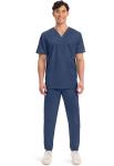 Cherokee Scrub for Men's Tuckable V-Neck Top with 1 Chest Pocket, Pen Slot, Ultra Soft, Durable, 2-Way Stretch Fabric - WW690, L, Navy