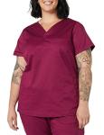 Amazon Essentials Women's Classic Fit V-Neck Short Sleeve Scrub Top with 3 Pockets, Moisture Wicking (Available in Plus Size), Plum, XX-Large