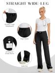 Kecols Yoga Scrub Pants Women High-Rise Straight Leg Uniform Cargo Bottom with Yoga Waistband,5 Pockets & 4-Way Stretch (Black,M)