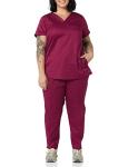 Amazon Essentials Women's Classic Fit V-Neck Short Sleeve Scrub Top with 3 Pockets, Moisture Wicking (Available in Plus Size), Plum, XX-Large