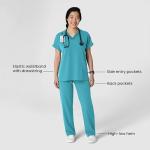 Wink Nova Women's Stovepipe High-Low Hem Scrub Pant - Teal Blue, M Petite