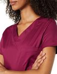 Amazon Essentials Women's Classic Fit V-Neck Short Sleeve Scrub Top with 3 Pockets, Moisture Wicking (Available in Plus Size), Plum, XX-Large