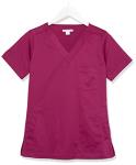 Amazon Essentials Women's Classic Fit V-Neck Short Sleeve Scrub Top with 3 Pockets, Moisture Wicking (Available in Plus Size), Plum, XX-Large