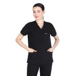 Organix Unisex V-Neck Medical Scrub Top - Black