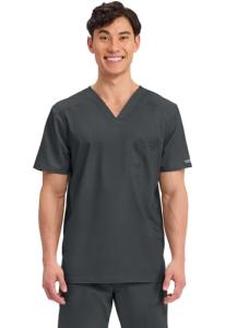 Cherokee Men's V-Neck Scrub Top with Pocket - Black
