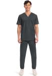 Cherokee Men's V-Neck Scrub Top with Pocket - Black