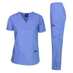 Dagacci Medical Uniform Womens and Mens Scrub Set Unisex Medical Scrub Shirt Top and Pant, Ceil Blue, Medium,